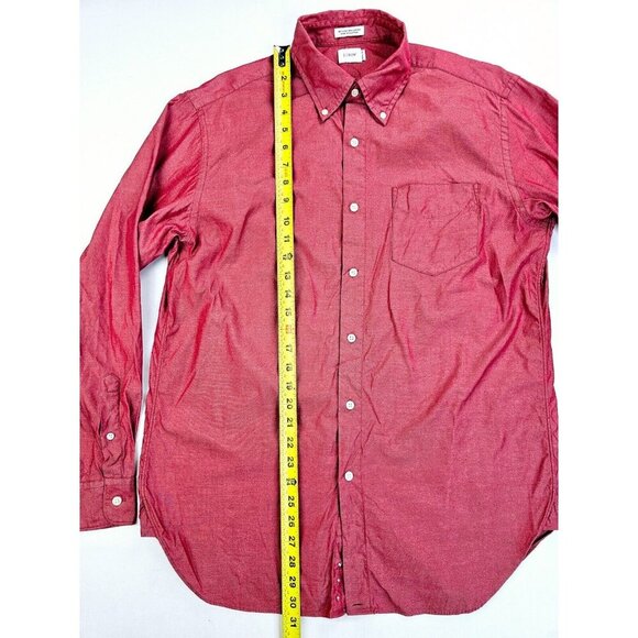 J. Crew Size Medium 15.5-16 Men's Red Button Down Long Sleeve 2 Ply Cotton Shirt - Picture 6 of 6